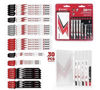 EZARC Lames de scie sauteuse 30pcs avec étui de rangement, assortiment de lames de scie sauteuse de rechange à tige en T pour couper le bois, le plastique et le métal