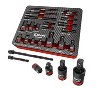 EZARC Lot de 21 adaptateurs de ouille, extensions et réducteurs CR-V, joints de cardan CR-MO et adaptateur à impact, visseuse à percussion, accessoires pour réparation automobile et atelier