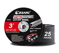 EZARC Meules à Tronçonner 25 Pièces, Ø 75 mm, Disque à Tronçonner pour Métal, Acier, Acier Inoxydable/INOX(75mm x 1.6mm x 9.5mm) Accessoires pour Meuleuse d'Angle
