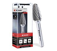 EZARC SF-5 Jeu de Fraise Rotative, Fraise en carbure avec tige de 6,35 mm, Lime rotative à double coupe en forme de cylindre à nez sphérique pour le travail de l'acier, du polissage et de la gravure