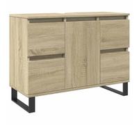 Ezbryzmatic Armoire de salle de bain en chêne Sonoma - 80 x 33 x 60 cm - En bois - Résistant à l'humidité - Avec tiroir avec bac en acrylique - Hauteur : environ 85 cm - Emballage plat pour immeubles