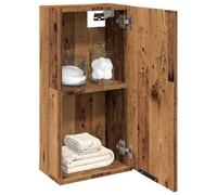 Ezbryzmatic Armoire de salle de bain murale, aspect bois vieilli, 32 x 20 x 67 cm, armoire suspendue pour salle de bain, peu encombrant, résistante à l'humidité, poignées chromées, hauteur env. 85 cm