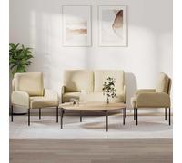 Ezbryzmatic Ensemble de canapé 3 pièces crème 115 x 56 x 80 cm contreplaqué avec fonction couchage et coffre de lit pour salon, contemporain, peu encombrant, confortable, durable, facile à monter