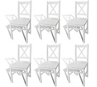 Ezbryzmatic Lot de 6 chaises de salle à manger blanches en pin scandinave, hauteur d'assise 44,5 cm, 41,5 x 45,5 x 85,5 cm, faciles à nettoyer, pour salle à manger et cuisine