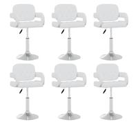 Ezbryzmatic Lot de 6 chaises de salle à manger pivotantes blanches en cuir synthétique avec vérin à gaz, structure en acier chromé, rotation à 360 degrés, hauteur d'assise réglable, ensemble pour