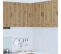 Ezbryzmatic Porto Artisan Armoire d'angle murale en chêne aggloméré, 57 x 57 x 80 cm, 3 étagères, 2 portes, support mural adapté pour cuisine et salle à manger avec espace de rangement adapté pour