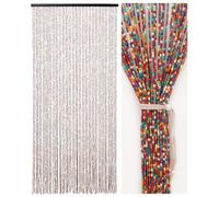 Ezcasch Rideau de porte en perles de bambou 90 x 200 cm 52 brins colorés Rideau de perles en bois comme décoration de style bohème et moustiquaire Rideau de perles fait à la main pour fenêtres, portes
