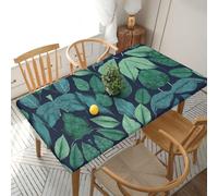 EZDLOWVBA Nappe imprimée feuilles de palmier tropicales, nappe ajustée, imperméable, bord élastique, nappe en plastique pour tables pliantes pour pique-nique, camping, extérieur (76 x 152 cm)