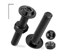 Ezitruz 10 Pièces Vis à Tête Bombée avec Bride M8x50 mm Noir Boulon à Tête Plate Acier Inoxydable A2 V2A Vis à Six Pans Creux ISO 7380-2 avec Ecrous et Bride Filetage Complet pour Réparation Meuble