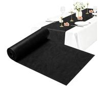 Ezitruz Chemin de Table en Non-tissé Noir Ruban de Table 30 cmx40 m | Nappe Intissé, Nappe Décorative, Décoration de Table, pour Anniversaire, Mariage, Bapteme, Communion, Occasions Spéciales