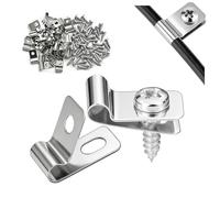 Ezitruz Clips Grillage Rigide 150 Pièces Pinces de Fixation pour Clôture Clips Inoxydable 304 Fixation Grillage Rigide Métalliques Pinces avec Vis pour Bois Métal Fil à Souder Fil Barbelé