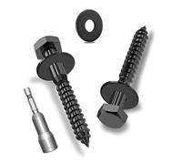 Ezitruz Lot de 15 vis à bois hexagonales M6 x 50 mm avec rondelles, vis à tête hexagonale en acier inoxydable A2V2-DIN571, vis vec rondelles et ouille