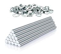 Ezitruz M8 Tige Filetée 14 Pcs Tiges Filetées Entièrement M8x100 mm | Boulons Filetés, Zinc Bleu, Goupilles Filetées, Avec 28pcs Écrous et 28pcs Rondelles, Tige Filetée, pour Meubles, Armoire