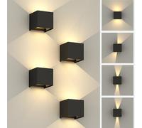 ezmyma Applique murale exterieur led 12W,0-120°Avec Angle de Faisceau Réglable eclairage exterieur,3000K Blanc Chaud Noir applique lampe murale pour salon porte d’entrée Couloir chambre 4 unité