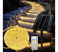 ezmyma Bande LED solaire d'extérieur 20M,Blanc chaud Rubans LED Étanche IP65 8 Modes Flexible Guirlande lumineuse LED pour jardin,terrasse,balcon,pavillon,chemin,avant-toit,clôture