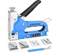 EZUVITA Agrafeuse Manuelle 4 en 1 avec 4000 Agrafes, Agrafeuse Murale pour Tapisserie, Matériel de Fixation, Décoration, Menuiserie, Meubles, Portes et Fenêtres-Bleue