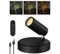 EZVALO Spot Sans Fil Rechargeable 5500 mAh, 350° Éclairage Omnidirectionnel, 3 Couleurs, Télécommande, Luminaire Mural LED pour Images et Plantes (Lot de 1, Noir)