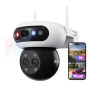 EZVIZ 3K(5MP) x3 Caméra de Surveillance Extérieur à Triple Objectif C90f | Reconnaissance Faciale,Enregistrement Continu,Zoom 12x&Suivi Automatique,Détection Humaine/Véhicule,Vision Nocturne Couleur