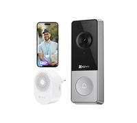 EZVIZ 3K Sonnette Sans Fil Exterieur Etanche avec Caméra et Carillon, Batterie Détachable de 9,600 mAh,IP65,Vision Nocturne Couleur,Détection Humaine, Audio Bidirectionnel, Installation Facile,CP8 Kit