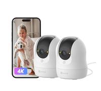 EZVIZ 4K(8MP) 2PK Camera Interieur, Caméra Bébé avec WiFi 2.4/5G C6N G1 4K | Détection Humain/Animaux/Bruit, Vision Nocturne Couleur avec Véritable WDR, Suivi Auto, Audio Bidirectionnel