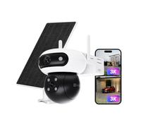 EZVIZ 5MP(3K+3K) Camera Exterieur sans Fil à Double Objectif, CB90 Kit | Batterie de 10400mAh, 8W Panneau Solaire, Reconnaissance Faciale, Mode AOV(Enregistrement 24h/24), Détection Humaine/Véhicule