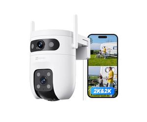 EZVIZ 6MP(3MP+3MP) Caméra Surveillance Extérieur à Double Objectif, C9c 2K | 360° PTZ, Détection de Personne/Véhicule,Défense Active, Auto Suivi,Vision Nocturne Couleur 40M,Audio Bidirectionnel, Étanche