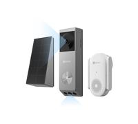 EZVIZ EP3x Pro Kit de sonnette vidéo solaire sans fil, double caméra avec | Filaire ou sans fil alimenté par piles, double objectif 2K, stockage gratuit de 32 Go, détection de mouvement humain