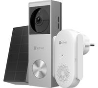 EZVIZ HP3 Pro + CH1 Kit de sonnette vidéo 2K HD avec vision nocturne couleur, panneau solaire et mémoire 32 Go, IP65