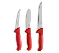- F. Dick 82556100 ErgoGrip « Jagd Indoor » Lot de 3 couteaux (couteau à désosser, lame arquée 13 cm, couteau à dépecer 13 cm, couteau à découper 18 cm, HRC 56°, Argenté
