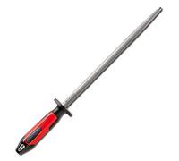 F. DICK Acier de boucher 30 cm (poignée rouge/noir, fusil à aiguiser rond avec poignée 2K, dureté de surface supérieure à 65° HRC, pierre à aiguiser pour couteaux de cuisine) 73171300-63