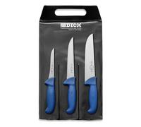 F. Dick ErgoGrip Lot de 3 couteaux de boucher en acier inoxydable 56 HRC, ultra tranchants, certifiés NSF, manche robuste, fabriqué en Allemagne, Argenté