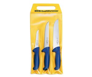 F. DICK Küchenmesser Set ErgoGrip 3tlg Ausbeinmesser 13cm+15cm Blockmesser 21cm