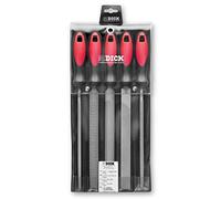 F. DICK Lot de 5 limes/râpes (200 mm, avec poignée à 2 composants, pour artisans, outils pour bois, fer, métaux non ferreux, acier) 1304401-2K