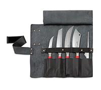 F.DICK Trousse à roulettes en cuir Red Spirit (5 pièces, noir, contenu : couteau à désosser, tanto, couteau à découper, couteau de chef, pincette de buffet) 8176800-01