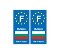 F Europe Bulgarie Bulgaria 2 autocollant plaque - Angles : droits