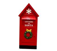 F Fityle Boîte aux Lettres de Noël en Fer, Boîte à Cartes de Vœux, Fonction Envoi au Père Noël, Décoration de Porte d'Entrée, Collecteur de Messages Festifs, pour Salon, Bureau et Entrée, 18cmx40cm