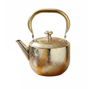 F Fityle Bouilloire Inoxydable Style Oriental avec Extérieur Filtre en Acier Bec Anti-goutte et Résistance à la Adaptée pour Thé Cuisine Bureau Événement, Or Complet, 1.6L