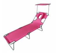F Fityle Chaise Longue Pliante Convertible avec Dossier Réglable en Quatre Niveaux Cadre Métal Solide Tissu Oxford Maniabilité Aisée Adaptée à la Détente Extérieure Promenade, Rose Rouge