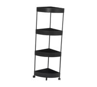 F Fityle Étagère d'angle sur roulettes pour Salle de Bain avec Panier, 4 Niveaux Noirs