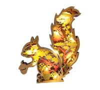 F Fityle Lampe d'écureuil sculptée en bois 3D, artisanat créatif, ornement d'écureuil robuste, veilleuse LED pour anniversaire d'un ami