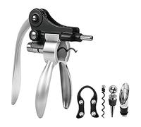F Fityle Ouvre-Bouteille Électrique Décapsuleur Automatique Accessoires Kit Complet avec Rondelle Verseur pour Événements, Tête de Lapin d'argent