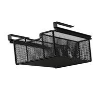 F Fityle Panier Coulissant Suspendu sous l'Armoire, Tiroir de Comptoir à Glissières Fluides, Organiseur Polyvalent Peu Encombrant sous l'Étagère pour Stylos, Bouteilles, Commode, Noir