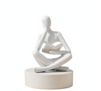 F Fityle Penseur Statue Décoration Objets de Collection Art Ornements Artisanat Style Nordique Moderne Élégant Sculpture Figurine pour La Maison Chambre Hôtel, Blanche, 8.5cmx6cmx11.5cm
