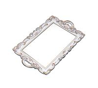 F Fityle Plateau Décoratif D'assiette de Miroir Rétro Nordique pour Le Dessert D'ornements de Maison de Mariage, Blanc rectangle