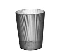 F Fityle Poubelle ronde pour animaux de compagnie, corbeille à rayures verticales, hauteur 26cm, porte-papier pour salle de bain, cuisine, bureau, GRIS