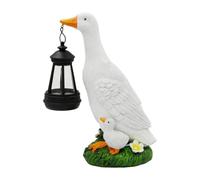 F Fityle Statuette canard solaire lumineuse avec lanterne solaire, décoration artisanale mignonne pour balcon et terrasse, 16 X 12 X 25 Cm