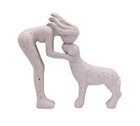 F Fityle Statuette décorative représentant une femme et un chien, cadeau idéal, petite figurine décorative mignonne à collectionner, 15,7 x 14 cm, Blanc