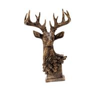 F Fityle Statuette tête cerf, figurine décorative, art moderne, cadeau élégant, sculpture animale pour bureau, table, entrée ou bureau, Brun
