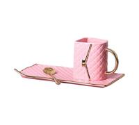 F Fityle Tasse à Café en Forme de Sac à Main avec Cuillère, Tasse en Céramique avec Cuillère, Tasse à Lait avec Soucoupe, à Thé en Céramique Cadeau pour Dortoir, Saint-Valentin, Noël, Rose