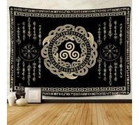 F-FUN SOUL Tapisserie nordique Vikings 203,2 x 152,4 cm en flanelle douce, nœud viking triskel rune celtique, mythologie esthétique, tapisserie murale à suspendre pour chambre à coucher, salon